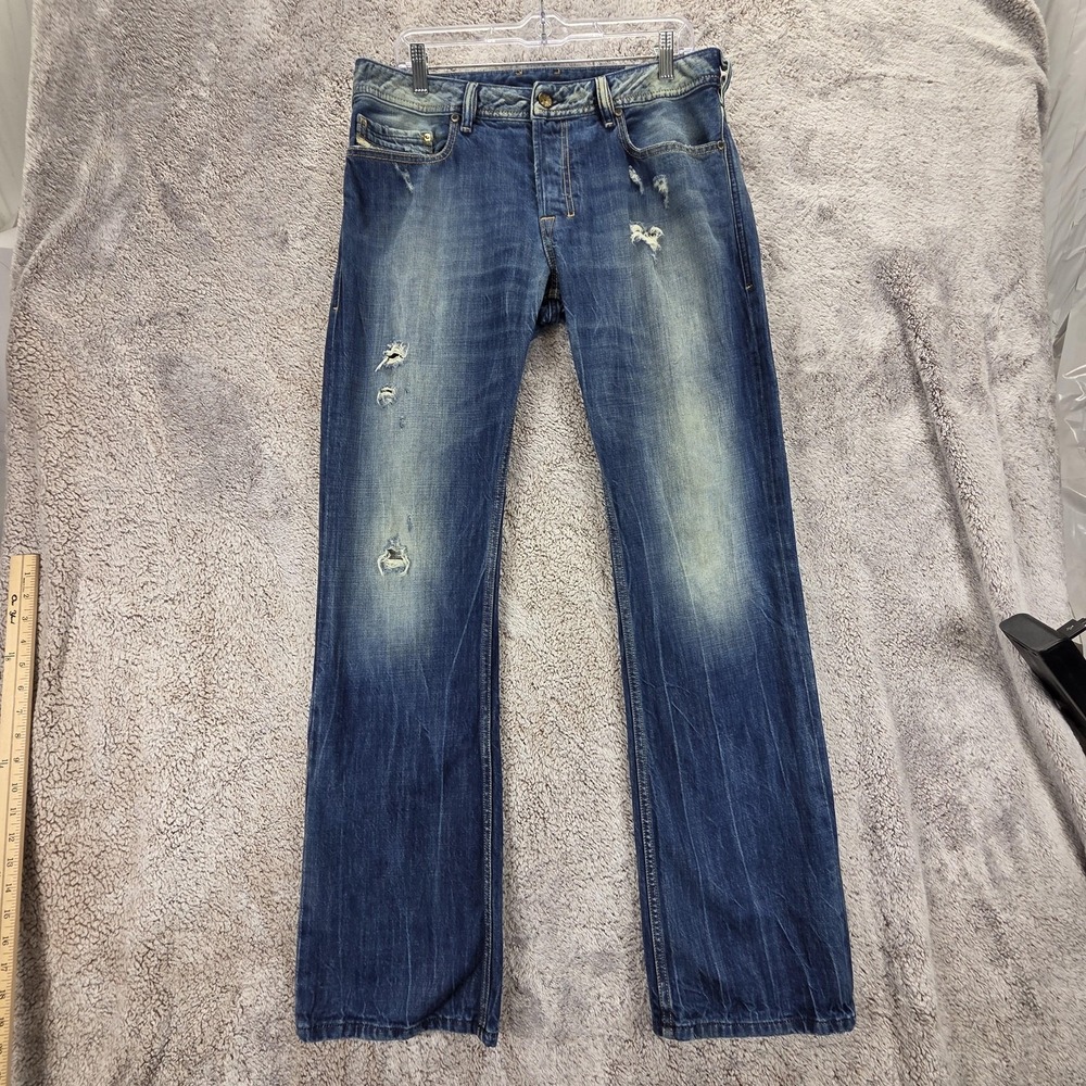 Diesel Jeans Mens 31x32 Blue Zatiny Regular Bootcut Medium Wash Button Fly 008QL